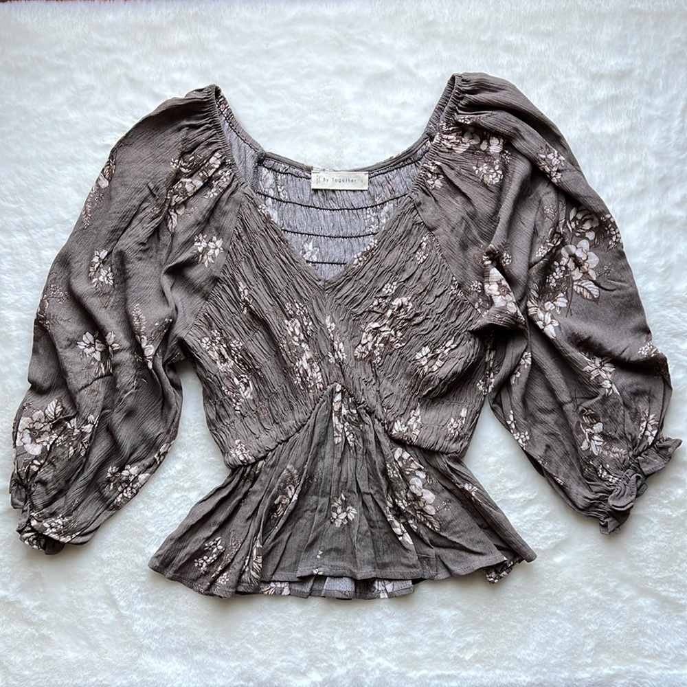 By Together Smocked Floral‎ Babydoll Top